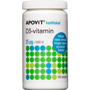 Køb Apovit D-3- vitamin 25 mikg 300 stk. online hos apotekeren.dk