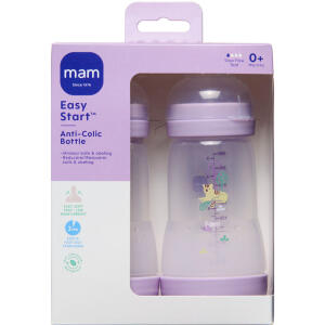 Køb MAM Anti-Colic Sutteflaske assorterede farver 2 stk. online hos apotekeren.dk