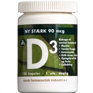 Køb D3-vitamin Stærk Kapsler 90 mcg 120 stk. online hos apotekeren.dk