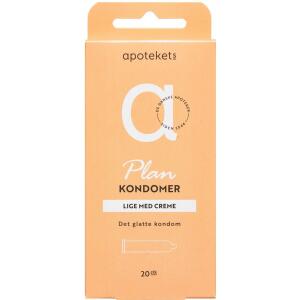Køb Apotekets PLAN Kondom Orange, Lige m/Creme 20 stk. online hos apotekeren.dk
