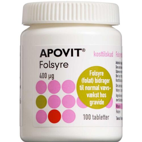 Køb Apovit Folsyre 400 mikg 100 stk. online hos apotekeren.dk