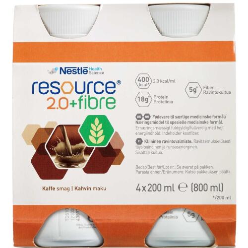 Køb Resource 2.0+ fibre Kaffe 4 x 200 ml online hos apotekeren.dk