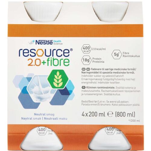 Køb Resource 2.0+ fibre neutral 4 x 200 ml online hos apotekeren.dk