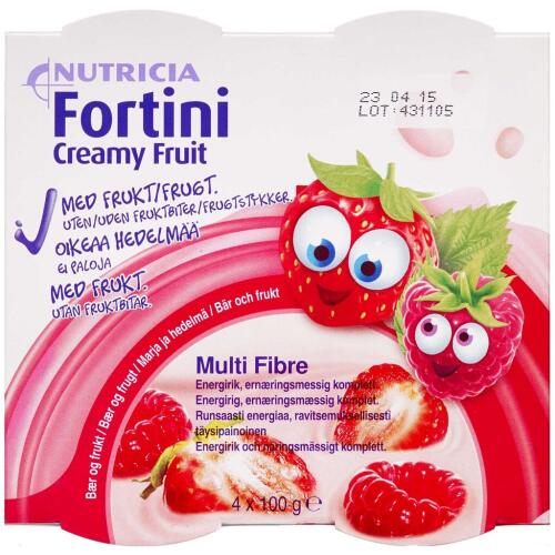 Køb Fortini Creamy Fruit Bær & Frugt 4 x 100 g online hos apotekeren.dk