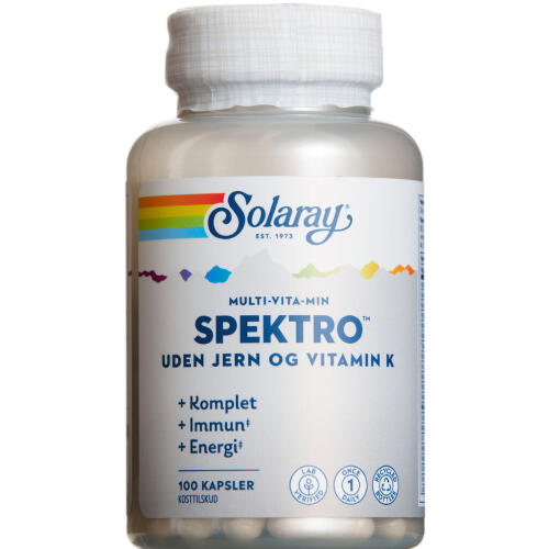 Køb Solaray Spektro multi-vitamin uden jern og k-vitamin 100 stk. online hos apotekeren.dk