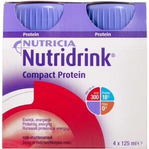 Køb Nutridrink Compact Protein Røde bær 4 x 125 ml online hos apotekeren.dk
