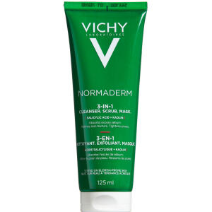Køb Vichy Normaderm 3-i-1 Cleanser + Scrub + Mask. Rens og ansigtsmaske til fedtet/uren hud 125 ml online hos apotekeren.dk