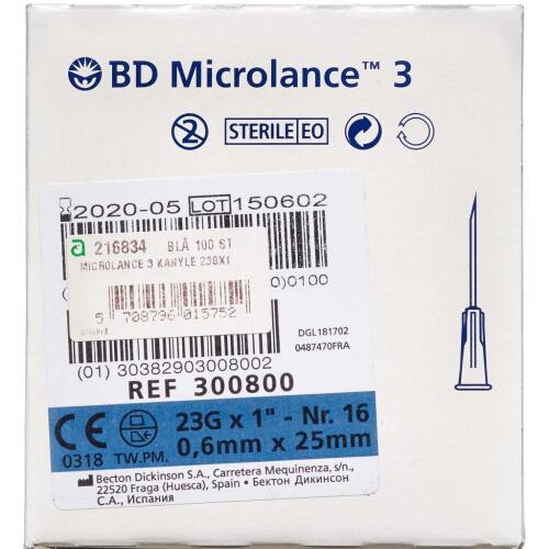 Køb Microlance 3 kanyle 23Gx1 Blå 100 stk. online hos apotekeren.dk