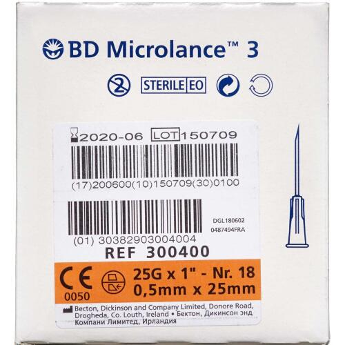Køb Microlance 3 Kanyler 25G1" Organge 100 stk. online hos apotekeren.dk