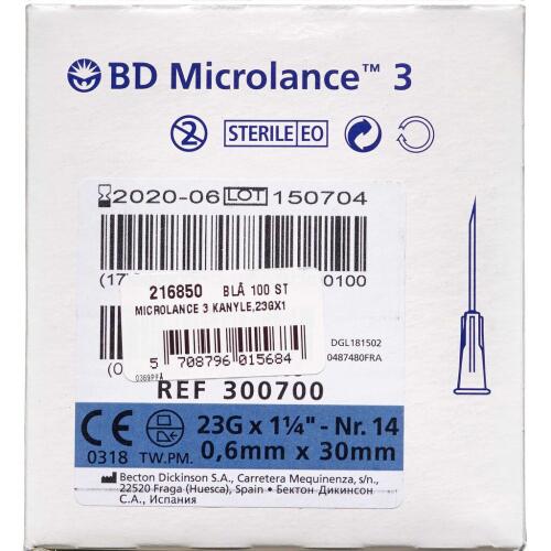Køb Microlancet 3 Kanyle 23Gx 1 1/4 Blå 100 stk. online hos apotekeren.dk