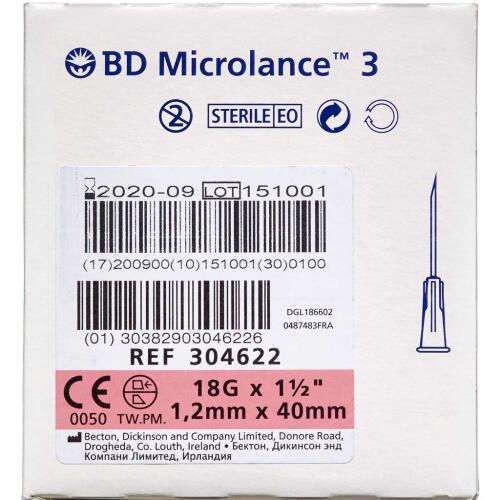 Køb Microlancet 3 Kanyle 18Gx1½ "pink" 100 stk. online hos apotekeren.dk