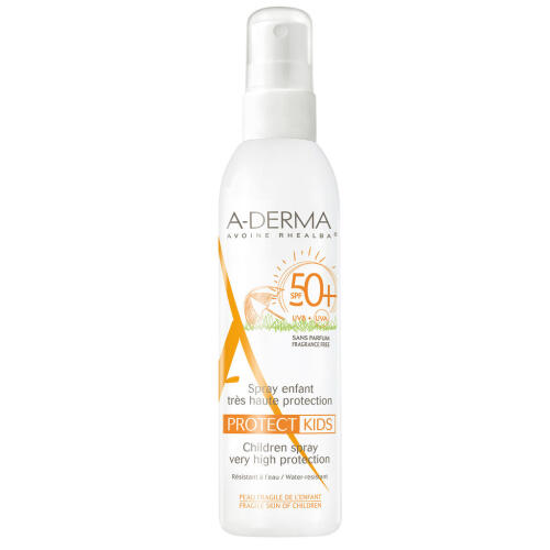 Køb A-Derma Protect Kids Spray SPF50+ uden parfume 200 ml online hos apotekeren.dk