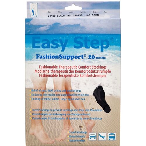 Køb Easy Step knæ åben tå sort L+ 1 par online hos apotekeren.dk