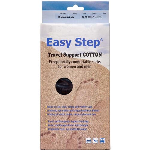 Køb Easy Step knæ travel cotton sort 43-45 1 par online hos apotekeren.dk