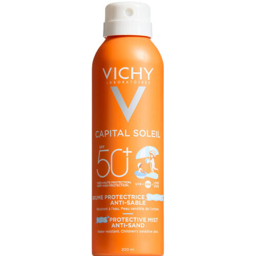 Køb Vichy Ideal Soleil Anti-Sand Mist til børn SPF50+ 200 ml online hos apotekeren.dk