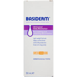 Køb Basiderm Oily Moist Fugtgivende creme til følsom og fedtet hud med tendens til bumser 50 ml. online hos apotekeren.dk