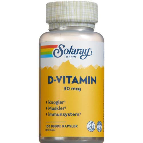 Køb Solaray D-vitamin 30 mikg kapsler 100 stk. online hos apotekeren.dk
