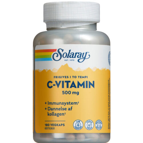 Køb Solaray C-vitamin 500 mg kapsler 180 stk. online hos apotekeren.dk