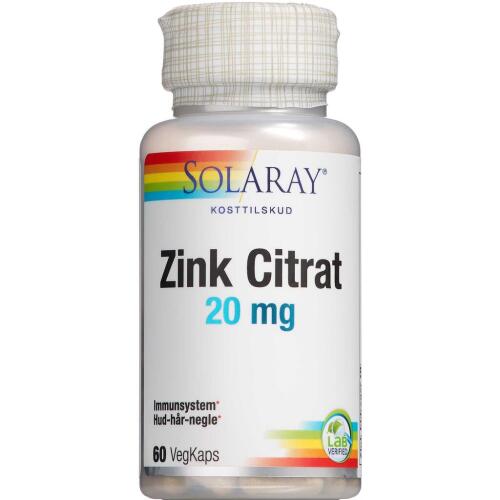 Køb Solaray Zink Citrat 20 mg 60 stk. online hos apotekeren.dk