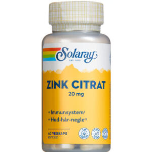 Køb Solaray Zink Citrat 20 mg 60 stk. online hos apotekeren.dk