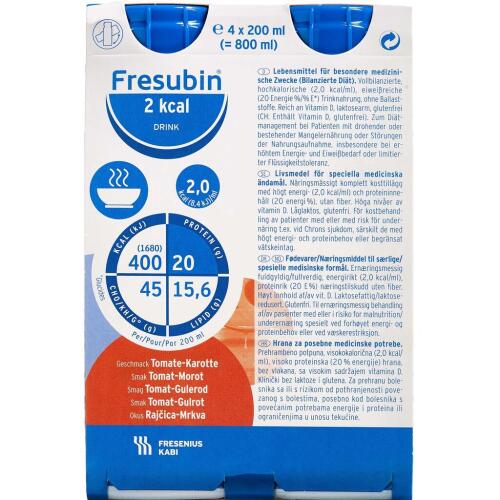 Køb Fresubin 2 kcal drink Tomat/gulerod 4 x 200 ml online hos apotekeren.dk