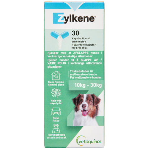 Køb Zylkene Til Hunde 10-30 kg Kapsler 30 stk online hos apotekeren.dk