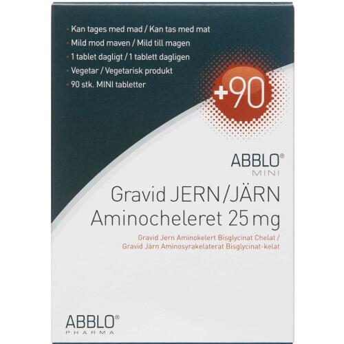 Køb ABBLO MINI Gravid Jern Aminocheleret 25 mg 90 stk. online hos apotekeren.dk