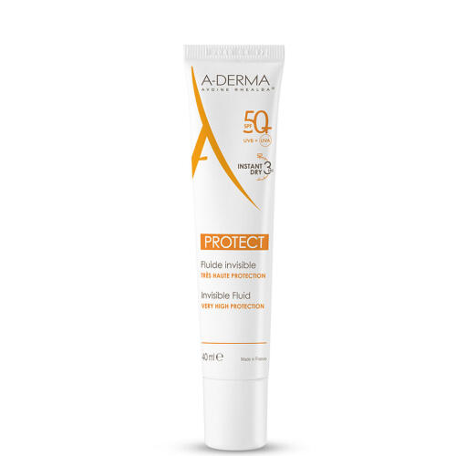 Køb A-Derma Protect Invisible Fluid SPF50+ til ansigt og hals 40 ml online hos apotekeren.dk