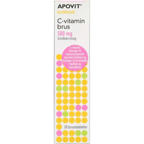 Køb Apovit C-vitamin stærk brus - hindbærsmag 20 stk. online hos apotekeren.dk