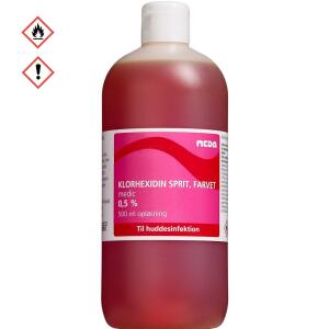 Køb Klorhexidin Medic 0,5% sprit, farvet 500 ml online hos apotekeren.dk