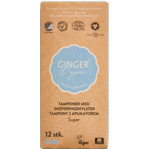 Køb GingerOrganic Tampon med indføringshylster Super 12 stk. online hos apotekeren.dk