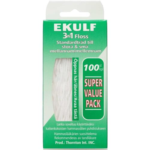 Køb Ekulf 3in1 Floss tandtråde 100 stk. online hos apotekeren.dk