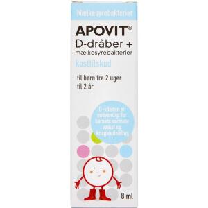Køb Apovit D-dråber Mælkesyrebakterier 8 ml online hos apotekeren.dk