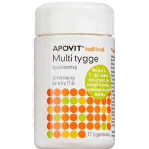 Køb Apovit Multi Tygge appelsinsmag tyggetabletter 75 stk. online hos apotekeren.dk