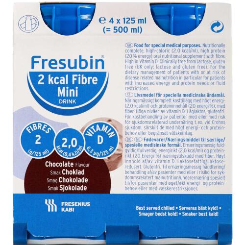 Køb Fresubin 2 kcal Fibre Drink Chokolade 4 x 125 ml online hos apotekeren.dk