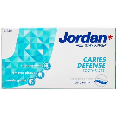 Køb Jordan Caries Defense tandpasta 2 x 50 ml online hos apotekeren.dk