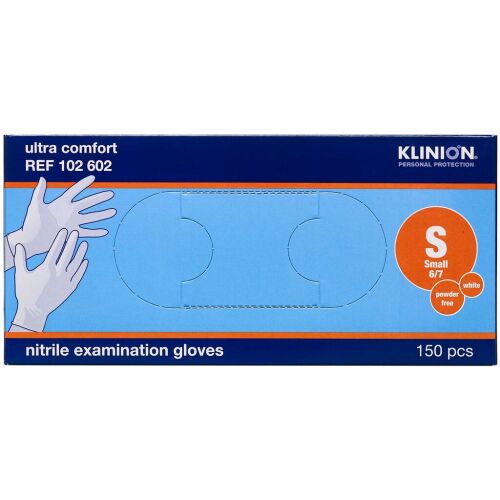 Køb Klinion Protection nitrilhandske pudderfri S 150 stk. online hos apotekeren.dk