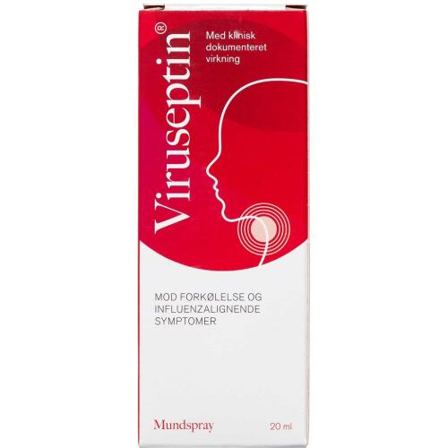 Køb Viruseptin Mundspray mod forkølelse kirsebærsmag 20 ml online hos apotekeren.dk