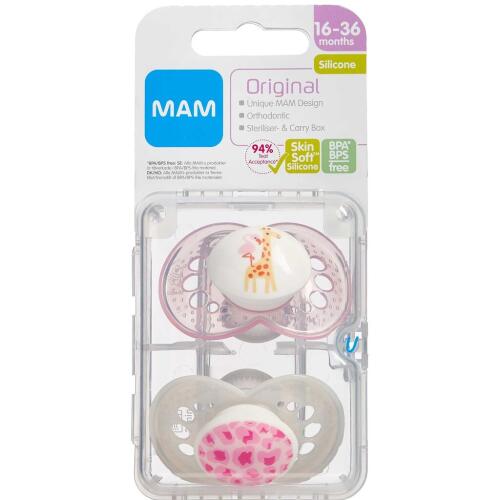 Køb Mam Original Sut 16-36 måneder assorterede farver. 2 stk online hos apotekeren.dk