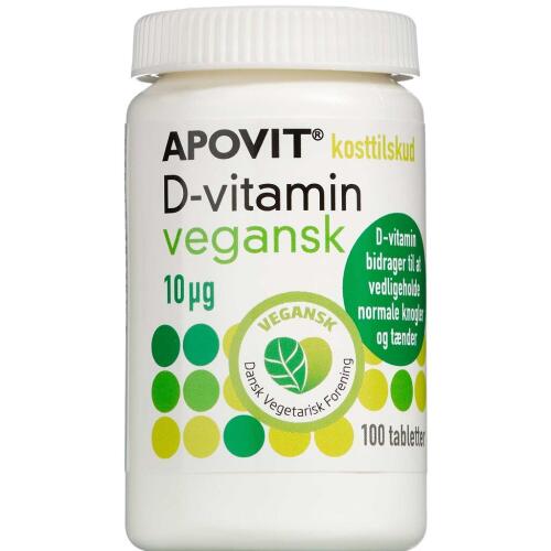 Køb Apovit D-vitamin Vegansk 10 mikg 100 stk. online hos apotekeren.dk