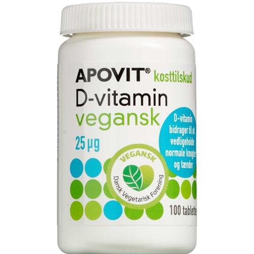 Køb Apovit D-vitamin Vegansk 25 mikg 100 stk. online hos apotekeren.dk