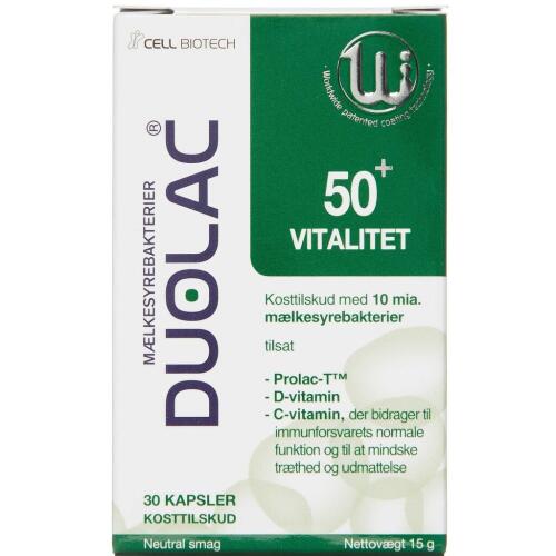 Køb Duolac Vitalitet 50+ kapsler 30 stk.  online hos apotekeren.dk