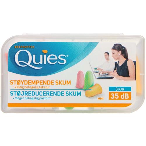 Køb Quies ørepropper af blødt skum 3 par online hos apotekeren.dk