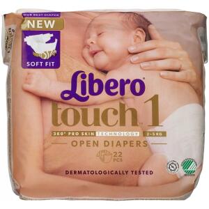Køb Libero Touch str. 1 2-5 kg 22 stk. online hos apotekeren.dk