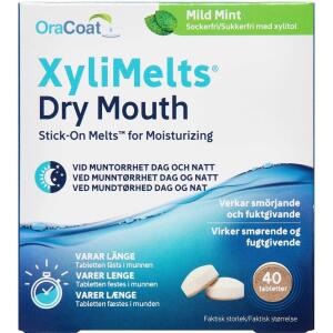 Køb Xylimelts Mild Mint klæbetablet mundtørhed 40 stk. online hos apotekeren.dk