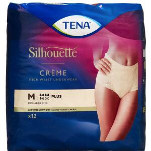 Køb Tena Silhouette Plus High Waist inkontinenstrusser, Natur, Str. M, 12 stk.  online hos apotekeren.dk