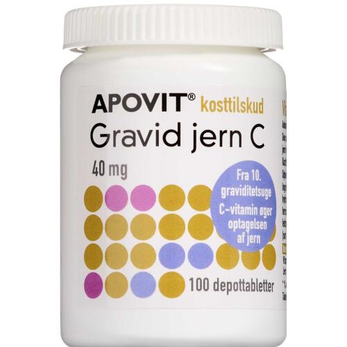 Køb Apovit Gravid Jern Vitamin-C 100 stk. online hos apotekeren.dk