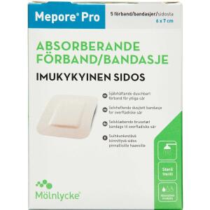 Køb Mepore Pro selvklæbende bandage 6x7 cm 5 stk. online hos apotekeren.dk