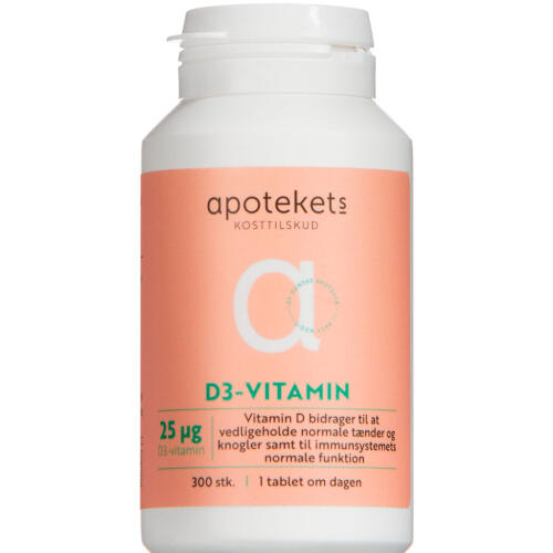 Køb Apotekets D3-vitamin 25 µg vitamin D3 tabletter 300 stk. online hos apotekeren.dk