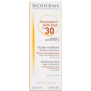 Køb Bioderma Photoderm AKN Mat SPF 30 40 ml online hos apotekeren.dk